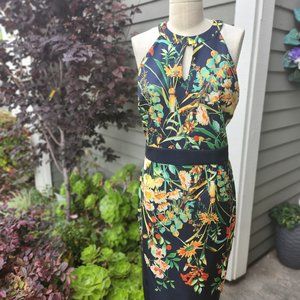 Gorgeous  classy Navy blue multi color floral dress size L